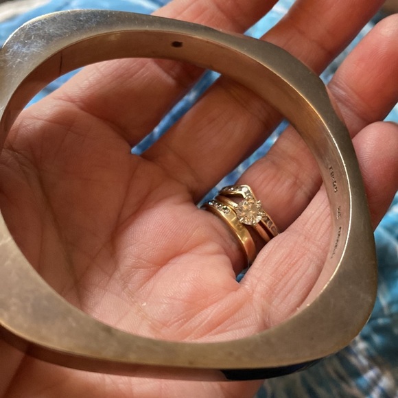 Rectangle Sterling Silver 925  bangle  marked MexicoTD 54 also marked - Picture 2 of 11